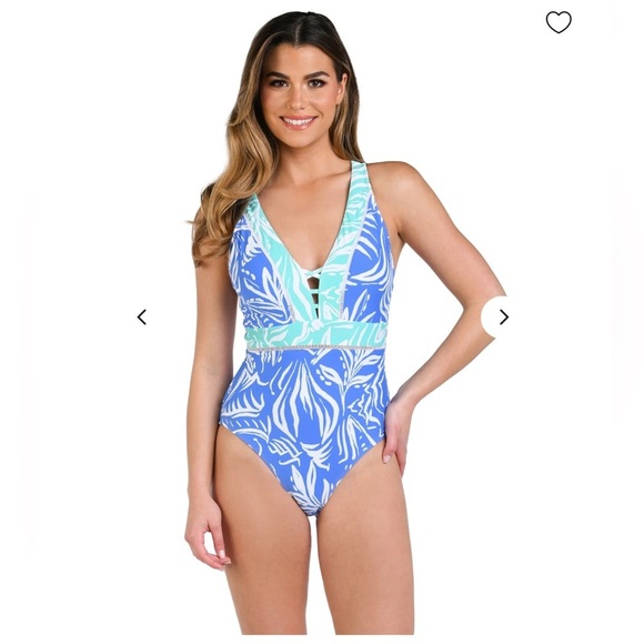 La Blanca Beachside Bay V-Plunge One Piece size 16 - Picture 1 of 6